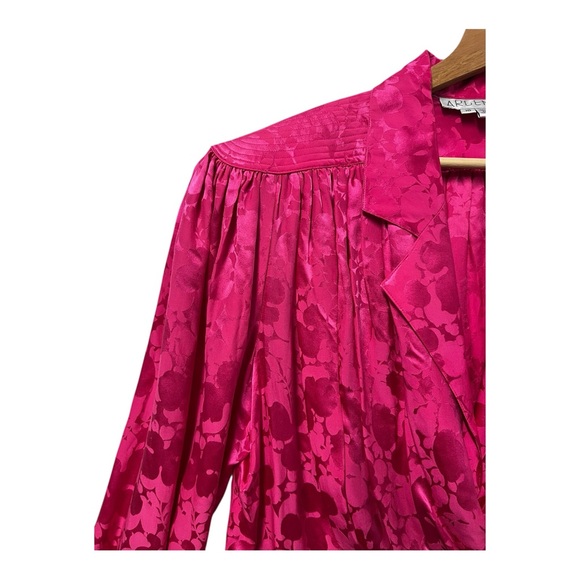 VTG 80s Argenti 100% Silk Pink Draped Blouse Top Womens Plus 18 Tailored - Picture 5 of 11